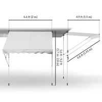 Outsunny 6.6'x5' Manual Retractable Patio Awning Window Door Sun Shade Deck Canopy Shelter Water Resistant UV Protector White(m-3)