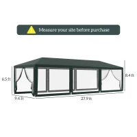 Outsunny 10' x 28' Party Tent, Outdoor Wedding Canopy & Gazebo with Removable Sidewalls, Shade Shelter for Events, BBQs, Green(m-3)