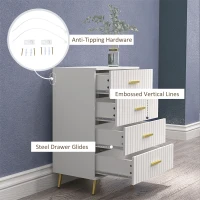 HOMCOM 4 Drawer Cabinet, Drawer Chest for Bedroom, Chest of Drawers with Aluminium Legs and Gold Handles, White(m-6)