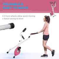 Soozier Foldable Indoor Stationary Bike with 8 Levels of Magnetic Resistance, Exercise Bike for Cardio Workout, Pink(m-9)