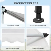 Outsunny 6.6'x5' Manual Retractable Patio Awning Window Door Sun Shade Deck Canopy Shelter Water Resistant UV Protector White(m-7)
