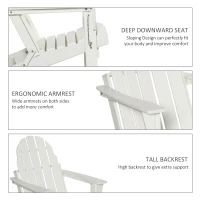 Outsunny Folding Adirondack Chair, HDPE Fire Pit Chair, Weather Resistant Outdoor Chair for Patio, Garden, Backyard, Lawn, White(m-5)