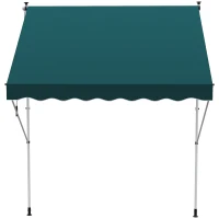Outsunny 6.6'x5' Manual Retractable Patio Awning Window Door Sun Shade Deck Canopy Shelter Water Resistant UV Protector Green(m-9)