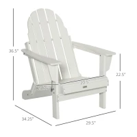 Outsunny Folding Adirondack Chair, HDPE Fire Pit Chair, Weather Resistant Outdoor Chair for Patio, Garden, Backyard, Lawn, White(m-3)