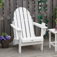 Outsunny Folding Adirondack Chair, HDPE Fire Pit Chair, Weather Resistant Outdoor Chair for Patio, Garden, Backyard, Lawn, White(m-2)