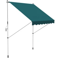 Outsunny 6.6'x5' Manual Retractable Patio Awning Window Door Sun Shade Deck Canopy Shelter Water Resistant UV Protector Green(m-2)