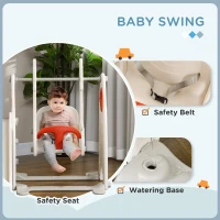 Qaba 4 in 1 Toddler Swing Set with Slide, Basketball Hoop, Climber & Basketball for Kids 1-3 Years Old, Red(m-7)