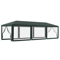 Outsunny 10' x 28' Party Tent, Outdoor Wedding Canopy & Gazebo with Removable Sidewalls, Shade Shelter for Events, BBQs, Green(m-1)