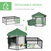 PawHut Steel Chicken Coop, Outdoor Hexagonal Hen House, Heavy Duty Detachable Poultry Crate Rabbit Hutch with Water-Resistant Canopy, Run, Nesting Box, Lockable Doors, Green(m-5)