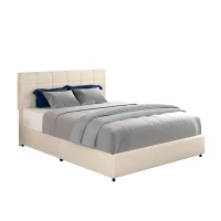 Queen Size Velvet Upholstered Platform Bed Frame with 4 Storage Drawers, Adjustable Headboard, Wooden Slat Support, No Box Spring Required, 64.7"L x 83.2"W x 37/43"H, Ivory(m-10)