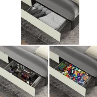 Anna Queen Size Velvet Upholstered Wingback Platform Bed Frame with 4 Storage Drawers, Modern Headboard, Wooden Slat Support, No Box Spring Needed, 84.4″ L x 63.5″ W x 39.0″ H, Ivory(m-8)