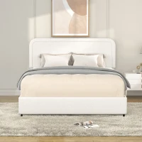Liv Queen Size Upholstered Platform Bed Frame with 4-Drawer Storage, Adjustable Tufted Headboard, Wooden Slat Support, No Box Spring Needed, Ivory(m-8)