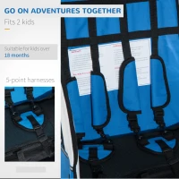 Aosom 2-in-1 Double Baby Bike Trailer Child Bike Stroller Foldable Jogger Bicycle Trailer, Blue & Grey(m-9)