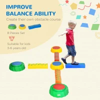 Outsunny 8pcs Balance Beam for Kids, 4 Sensory Pads and 4 Beams with Non-slip Surface & Bottom, Stackable Stepping Stones Kids for Boys Girls 3-6 Years, Multicoloured(m-5)