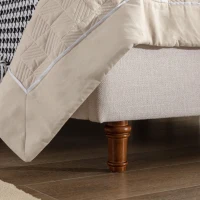 Harper Queen Size Upholstered Bed Frame with 54" Tall Headboard, No Box Spring Needed, Easy Assembly, Ivory(m-8)