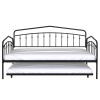 Fox Twin Metal Daybed Frame with Twin Trundle, Anti-Noise Design, Easy Installation, No Box Spring Needed, Fits Standard Twin Mattresses, Black(m-10)