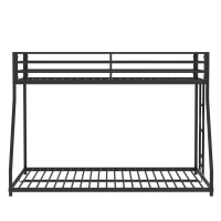 Adam Twin Over Full Metal Bunk Bed Frame, Sturdy Frame with Guardrails, Interchangeable Ladder, No Box Spring Required, Easy Assembly, Black(m-8)