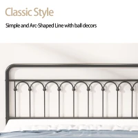 Tara Queen Size Metal Bed Frame with Vintage Headboard, Sturdy Frame with 1000 lbs Capacity, for Bedroom, No Box Spring Needed, Large Under-bed Storage, Black(m-5)