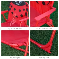 Outsunny Kids Folding Picnic Table and Chair Set Pattern Outdoor Garden Patio Backyard with Removable & Height Adjustable Sun Umbrella Red(m-7)