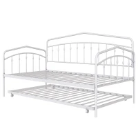 Fox Twin Metal Daybed Frame with Twin Trundle, Anti-Noise Design, No Box Spring Needed, Easy Installation, White(m-9)