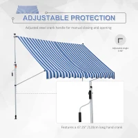 Outsunny 10x5ft Manual Retractable Awning, Patio Sun Shade Canopy Shelter with 5.6-9.2ft Support Pole, Water Resistant UV Protector, for Window, Door, Porch, Deck, Blue(m-4)