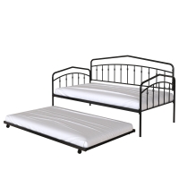 Fox Twin Metal Daybed Frame with Twin Trundle, Anti-Noise Design, Easy Installation, No Box Spring Needed, Fits Standard Twin Mattresses, Black