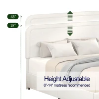 Liv Queen Size Upholstered Platform Bed Frame with 4-Drawer Storage, Adjustable Tufted Headboard, Wooden Slat Support, No Box Spring Needed, Ivory(m-5)