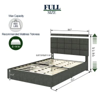 Full Size Upholstered Platform Bed Frame with 4 Storage Drawers, Adjustable Headboard, Wooden Slat Support, No Box Spring Required, 79.3″ L x 57.5″ W x 39.0″ H, Gray(m-3)