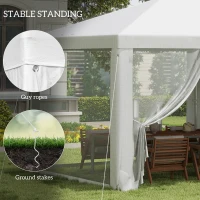 Outsunny 10' x 20' Party Tent Outdoor Canopy Garden Sun Shade with 8 Mosquito Mesh Netting and Zipper Door, White(m-6)