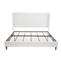 Harper King Size Tall Upholstered Bed Frame with 54" High Headboard, No Box Spring Needed, Easy Assembly, Elegant Simplicity, Ivory(m-9)