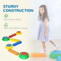 Outsunny 8pcs Balance Beam for Kids, 4 Sensory Pads and 4 Beams with Non-slip Surface & Bottom, Stackable Stepping Stones Kids for Boys Girls 3-6 Years, Multicoloured(m-7)