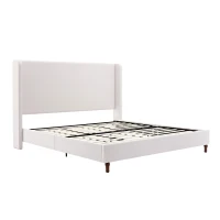 Harper King Size Tall Upholstered Bed Frame with 54" High Headboard, No Box Spring Needed, Easy Assembly, Elegant Simplicity, Ivory(m-2)