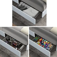 Liv Queen Size Upholstered Platform Bed Frame with 4-Drawer Storage, Adjustable Tufted Headboard, Wooden Slat Support, No Box Spring Needed, Ivory(m-10)