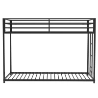 Twin over Twin Metal Bunk Bed Frame, Durable Square Tube Frame, Full-Length Guardrails, Easy Assembly, No Box Spring Needed, 76.69″ L x 40.94″ W x 54.09″ H, Black(m-8)