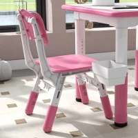 Qaba 3pc Height Adjustable Toddler Table and Chair Set with Storage, Easy to Wipe for Daycare Classroom, Pink(m-9)