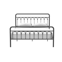 Tara Queen Size Metal Bed Frame with Vintage Headboard, Sturdy Frame with 1000 lbs Capacity, for Bedroom, No Box Spring Needed, Large Under-bed Storage, Black(m-7)