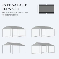 Outsunny 10' x 20' Party Tent Outdoor Canopy Garden Sun Shade with 8 Mosquito Mesh Netting and Zipper Door, White(m-4)