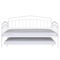 Fox Twin Metal Daybed Frame with Twin Trundle, Anti-Noise Design, No Box Spring Needed, Easy Installation, White