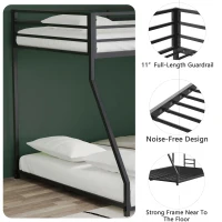 Adam Twin Over Full Metal Bunk Bed Frame, Sturdy Frame with Guardrails, Interchangeable Ladder, No Box Spring Required, Easy Assembly, Black(m-5)