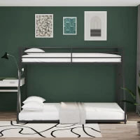 Adam Twin Over Full Metal Bunk Bed Frame, Sturdy Frame with Guardrails, Interchangeable Ladder, No Box Spring Required, Easy Assembly, Black(m-6)