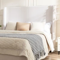 Harper King Size Tall Upholstered Bed Frame with 54" High Headboard, No Box Spring Needed, Easy Assembly, Elegant Simplicity, Ivory(m-5)