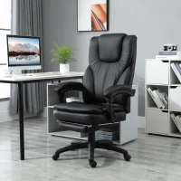 Vinsetto Office Chair High Back 6-Point Vibration Massage Reclining 360° Swivel Height Adjustable with Retractable Footrest(m-1)
