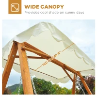 Outsunny 80" Patio Swing Chair with Canopy Outdoor Wooden Swing Bench Hammock for Garden, Poolside, Backyard(m-4)