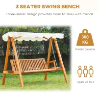Outsunny 80" Patio Swing Chair with Canopy Outdoor Wooden Swing Bench Hammock for Garden, Poolside, Backyard(m-6)