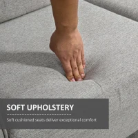 HOMCOM 2-Seat Sofa Two-Seater Couch with Armrests and Wood Legs for Living Room, Bedroom, Light Grey(m-4)