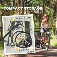 Aosom 2 Seat Bike Trailer for Kids 2-in-1 Double Baby Jogging Stroller with Handbrake, Rubber Wheels, 5 Point Harness, Waterproof Cover, Storage Bag, Reflectors, Yellow(m-6)