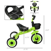 Qaba Tricycle for Kids Age 2-5, Toddler Bike for Children, Green(m-3)