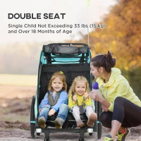 Aosom Bike Trailer for Kids 3 In1 Foldable Child Jogger Stroller Baby Stroller Transport Carrier with Shock Absorber System Rubber Tires Adjustable Handlebar Kid Bicycle Trailer Blue and Grey(m-5)