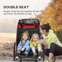 Aosom Bike Trailer for Kids 3 In1 Foldable Child Jogger Stroller Baby Stroller Transport Carrier with Shock Absorber System Rubber Tires Adjustable Handlebar Kid Bicycle Trailer Red and Grey(m-5)