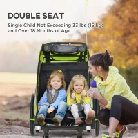 Aosom Bike Trailer for Kids 3 In1 Foldable Child Jogger Stroller Baby Stroller Transport Carrier with Shock Absorber System Rubber Tires Adjustable Handlebar Kid Bicycle Trailer Green and Gray(m-5)
